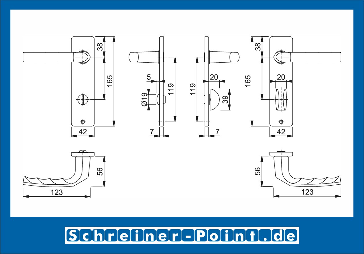 Hoppe Birmingham Aluminium Kurzschildgarnitur F2 Neusilber 1117/202KP, 3147551, 2572635, 2585284, 3147497, 2572328, 3147981